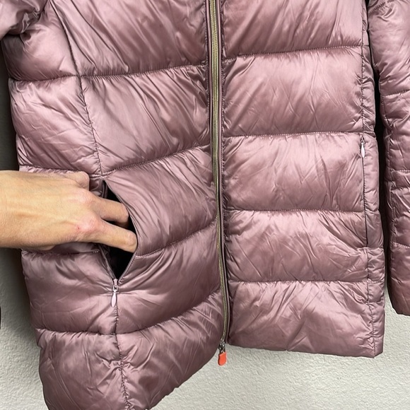 Save The Duck Gracie Quilted Puffer Jacket Full Zip Mauve Misty Rose Kids Sz 10 - Picture 4 of 16